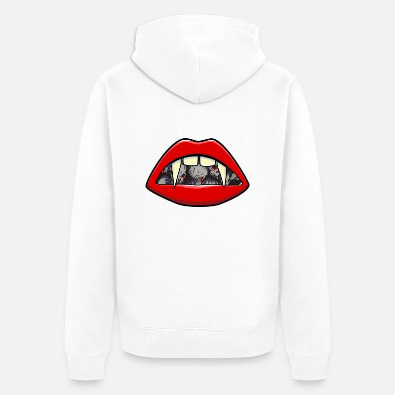 Halloween Vampire Bouche Sangsue Vampire - Veste à capuche bio Premium Unisexe - blanc