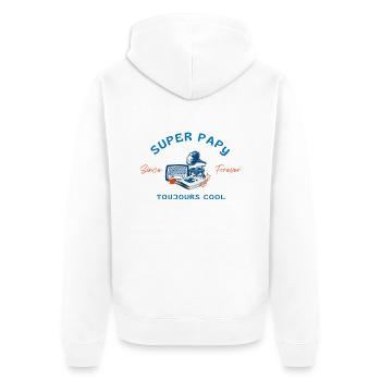 Super Opa immer cool - Opa Geschenkidee - Unisex Premium Bio Zip Hoodie - Weiß - Hinten - Thijin (182cm)