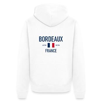 Bordeaux - France - France Flag Coordinates - Unisex Premium Organic Zip Hoodie - white - Back - Thijin (182cm)