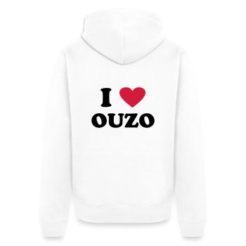 I love Ouzo - Unisex Premium Bio Zip Hoodie - Weiß - Hinten - Thijin (182cm)