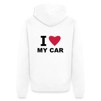 I Love my Car - Unisex Premium Bio Zip Hoodie - Weiß - Hinten - Thijin (182cm)
