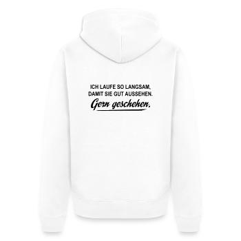 laufen - Unisex Premium Bio Zip Hoodie - Weiß - Hinten - Thijin (182cm)