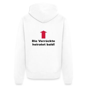 Junggesellinnenabschied: Die Verrückte heiratet - Unisex Premium Bio Zip Hoodie - Weiß - Hinten - Thijin (182cm)