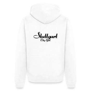 Stuttgart City Girl - Unisex Premium Bio Zip Hoodie - Weiß - Hinten - Thijin (182cm)