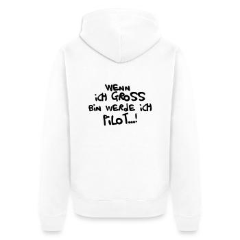 Ich werde Pilot - Unisex Premium Bio Zip Hoodie - Weiß - Hinten - Thijin (182cm)