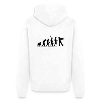 Zombie Evolution (einfarbig) - Unisex Premium Bio Zip Hoodie - Weiß - Hinten - Thijin (182cm)