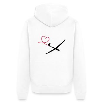 Segelflugzeug mit Herz - Unisex Premium Bio Zip Hoodie - Weiß - Hinten - Thijin (182cm)