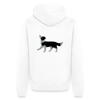 Vektor Border Collie - Unisex Premium Bio Zip Hoodie - Weiß - Hinten - Thijin (182cm)