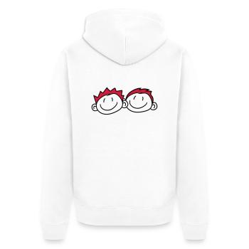 2 freunde kopf gesicht paar familie gemalt kind kr - Unisex Premium Bio Zip Hoodie - Weiß - Hinten - Thijin (182cm)