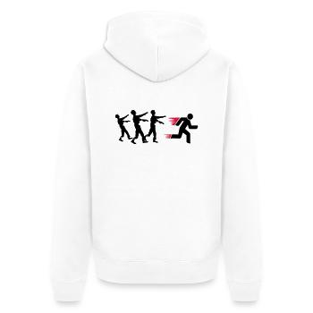 Run From Zombies - Unisex Premium Organic Zip Hoodie - white - Back - Thijin (182cm)
