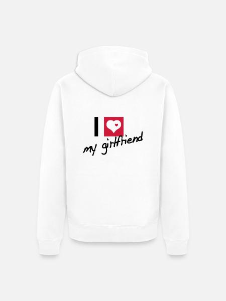 i love my girlfriend - Unisex Premium Organic Zip Hoodie - white