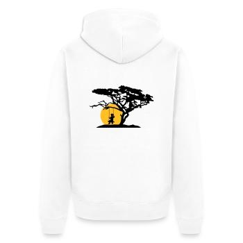 sun silhouette tree africa savanna lonely trauri - Unisex Premium Organic Zip Hoodie - white - Back - Thijin (182cm)