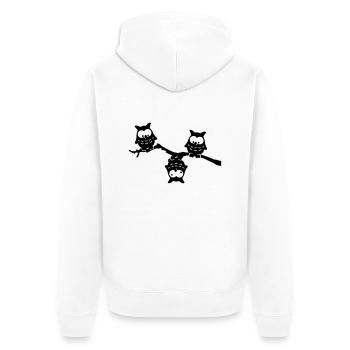 Hiboux rigolos branche down hibou fou - Veste à capuche bio Premium Unisexe - blanc - Dos - Thijin (182cm)