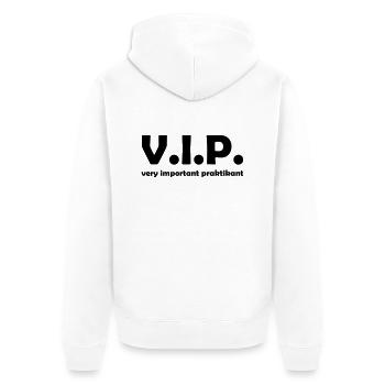 praktikant - Unisex Premium Bio Zip Hoodie - Weiß - Hinten - Thijin (182cm)