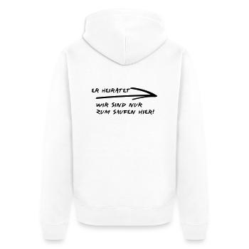 er heiratet - Unisex Premium Bio Zip Hoodie - Weiß - Hinten - Thijin (182cm)