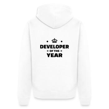 Entwickler / Informatiker / Programmierer / - Unisex Premium Bio Zip Hoodie - Weiß - Hinten - Thijin (182cm)