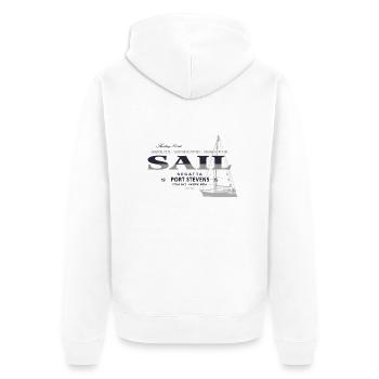 Sailing - Segeln - Segelboot - Maritim - Unisex Premium Bio Zip Hoodie - Weiß - Hinten - Thijin (182cm)