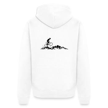 Sport - Radfahrer Berge - Unisex Premium Bio Zip Hoodie - Weiß - Hinten - Thijin (182cm)