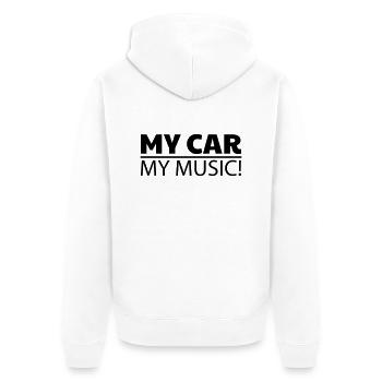 my car my music Auto Karre Sprüche KFZ - Unisex Premium Bio Zip Hoodie - Weiß - Hinten - Thijin (182cm)
