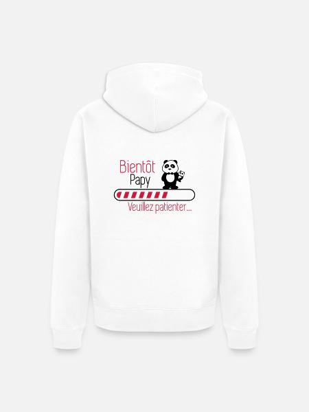 Bientôt papy - Futur Papi - Veste à capuche bio Premium Unisexe - blanc