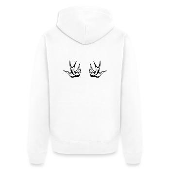 Schwalben Paar - Unisex Premium Bio Zip Hoodie - Weiß - Hinten - Thijin (182cm)