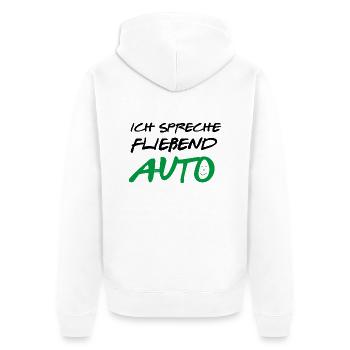 ICH SPRECHE FLIEßEND AUTO VERDE - Unisex Premium Bio Zip Hoodie - Weiß - Hinten - Thijin (182cm)