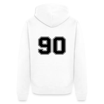 90 - Unisex Premium Bio Zip Hoodie - Weiß - Hinten - Thijin (182cm)