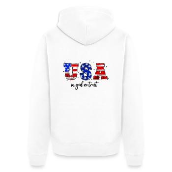 USA In God We Trust - Unisex Premium Organic Zip Hoodie - white - Back - Thijin (182cm)