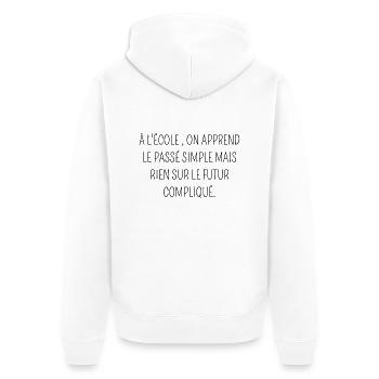 on apprend le passé simple mais rien sur le futur - Veste à capuche bio Premium Unisexe - blanc - Dos - Thijin (182cm)