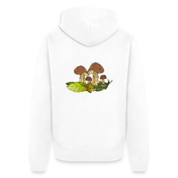 Pilze - Unisex Premium Bio Zip Hoodie - Weiß - Hinten - Thijin (182cm)