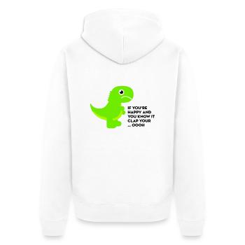 T-Rex clap your hands - Unisex Premium Organic Zip Hoodie - white - Back - Thijin (182cm)