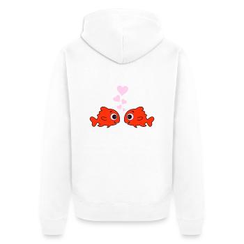 comic fische in love - Unisex Premium Bio Zip Hoodie - Weiß - Hinten - Thijin (182cm)