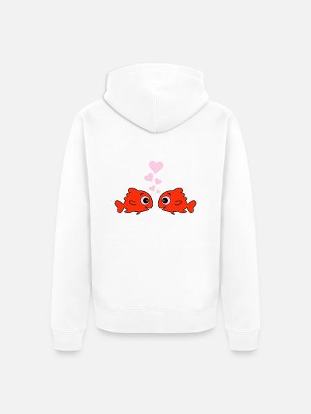 Comic Pisces in Love - Unisex Premium Organic Zip Hoodie - white