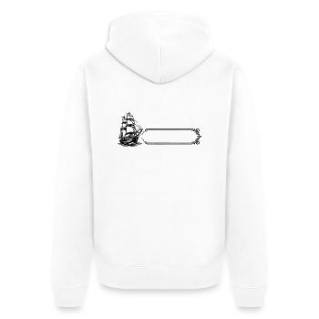 Boot - Name, Vorname - Unisex Premium Bio Zip Hoodie - Weiß - Hinten - Thijin (182cm)