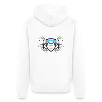 volleyball_wappen_v3_3c - Unisex Premium Bio Zip Hoodie - Weiß - Hinten - Thijin (182cm)
