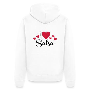 salsa - Unisex Premium Bio Zip Hoodie - Weiß - Hinten - Thijin (182cm)