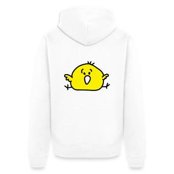 dickes Vögelchen - Unisex Premium Bio Zip Hoodie - Weiß - Hinten - Thijin (182cm)
