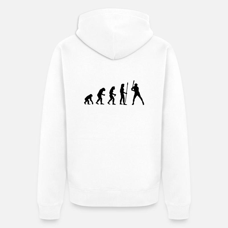 evolution_baseball1 - Unisex Premium Bio Zip Hoodie - Weiß