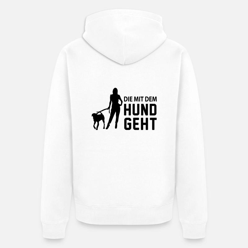 die_mit_dem_hund_geht - Veste à capuche bio Premium Unisexe - blanc