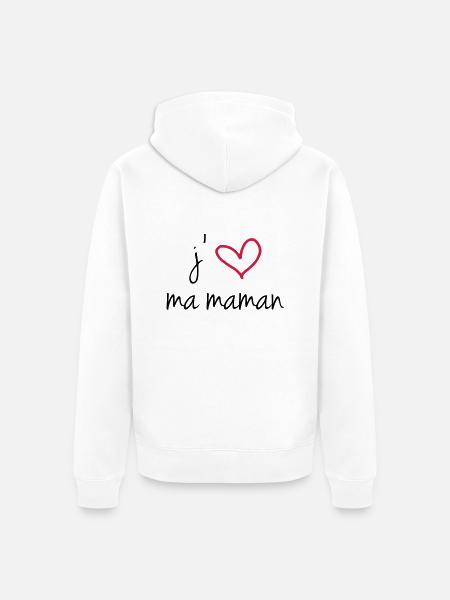 j'aime ma maman - Veste à capuche bio Premium Unisexe - blanc