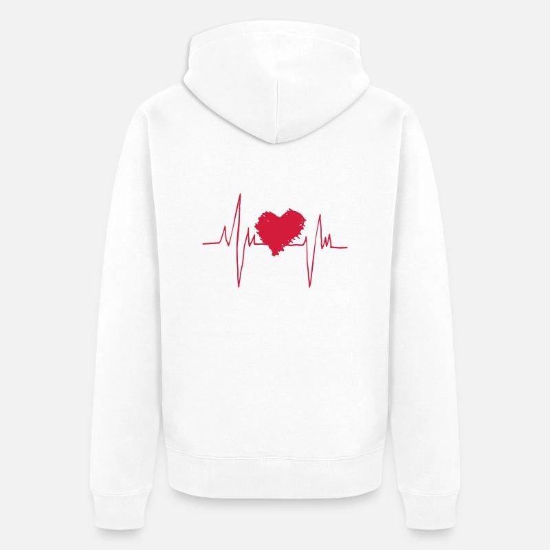 Battement de Cœur - Veste à capuche bio Premium Unisexe - blanc