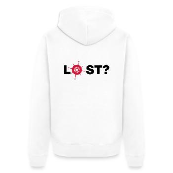lost__f2 - Unisex Premium Bio Zip Hoodie - Weiß - Hinten - Thijin (182cm)