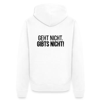 Geht nicht. Gibts nicht! - Unisex Premium Bio Zip Hoodie - Weiß - Hinten - Thijin (182cm)