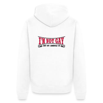 I'm not Gay... - Unisex Premium Organic Zip Hoodie - white - Back - Thijin (182cm)