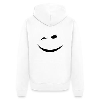 Zwinkersmiley - Unisex Premium Bio Zip Hoodie - Weiß - Hinten - Thijin (182cm)