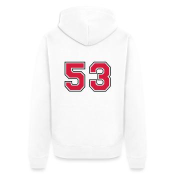53__f2 - Unisex Premium Bio Zip Hoodie - Weiß - Hinten - Thijin (182cm)
