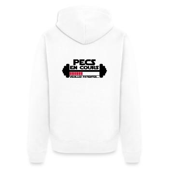 pecs en cours,citations,message,muscu - Veste à capuche bio Premium Unisexe - blanc - Dos - Thijin (182cm)