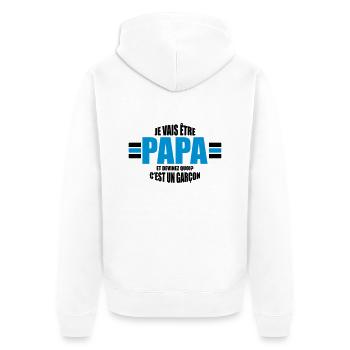 je vais être papa et devinez quoi c'est un garçon - Veste à capuche bio Premium Unisexe - blanc - Dos - Thijin (182cm)