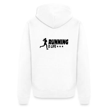 running is life female ii 1c - Veste à capuche bio Premium Unisexe - blanc - Dos - Thijin (182cm)