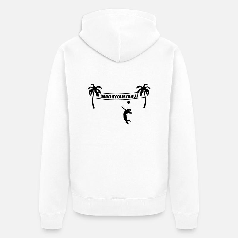 Beachvolley,volley-ball,plage,plage net,le soleil - Veste à capuche bio Premium Unisexe - blanc